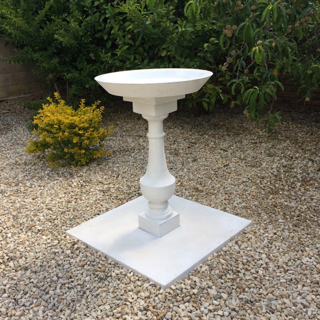 Stonecast Traditional Birdbath is sandstone white