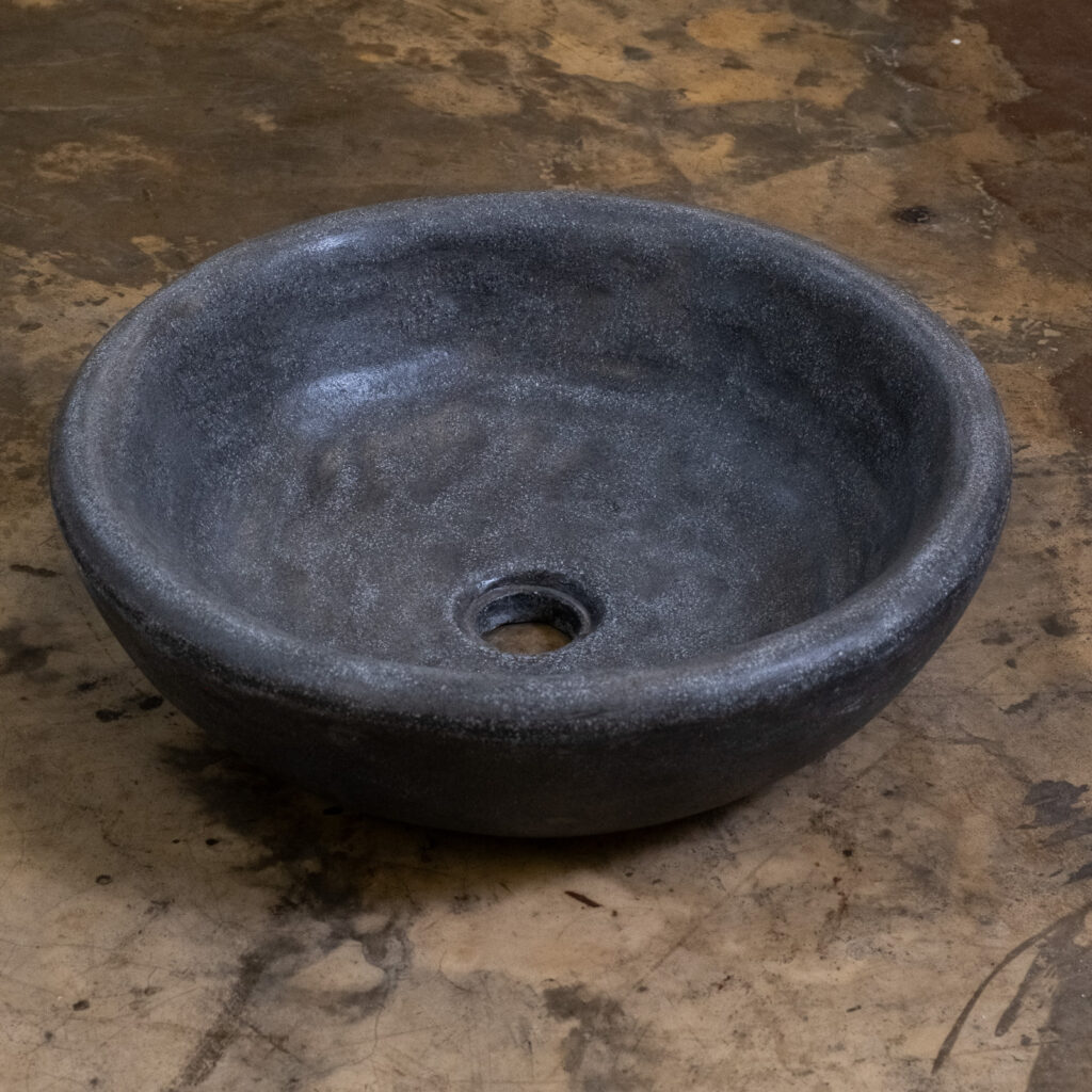 Side view of Stonecast's Fountain Bowl in Charcoal