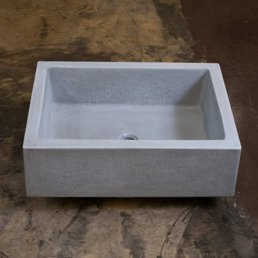 Side view of Stonecast's La Cucina basin in Wolf Grey