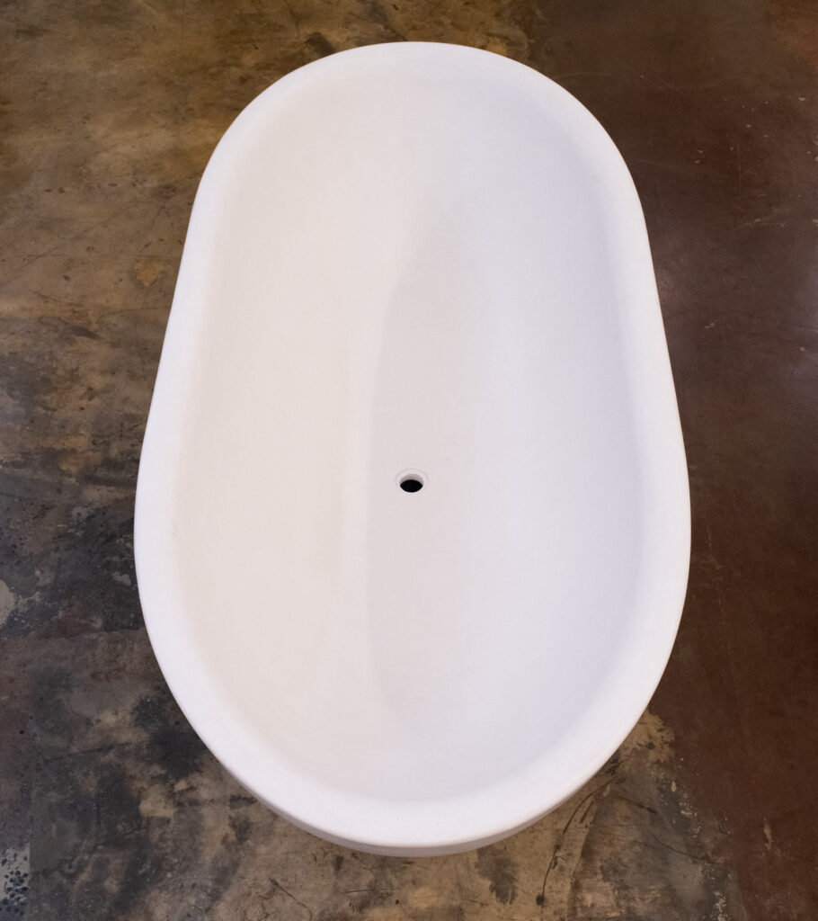 Aerial photo of the Stonecast Double Espresso bath in sandstone white