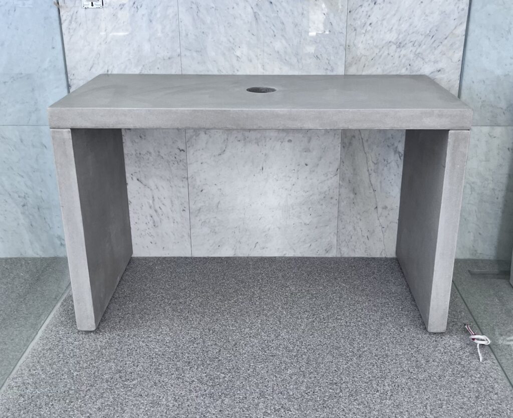 Custom Stonecast vanity and slabs in wolf grey